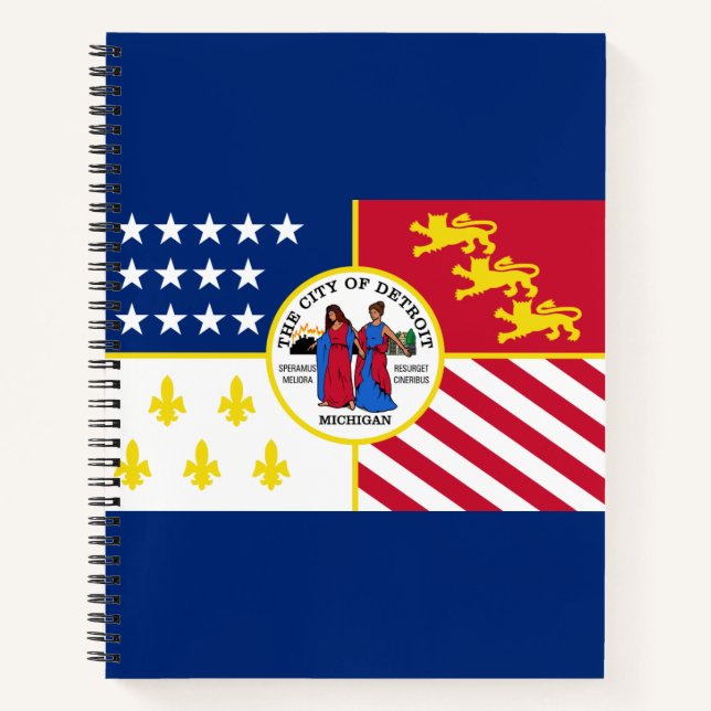 Flag Detroit, Michigan-Notebook Notizbuch (Vorderseite)