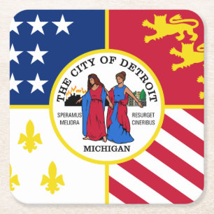 Flag Detroit, Michigan Square Paper Untersetzer