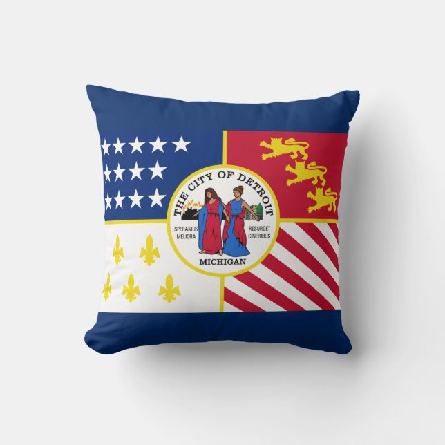 Flag Detroit, Michigan Throw Kissen (Vorderseite)