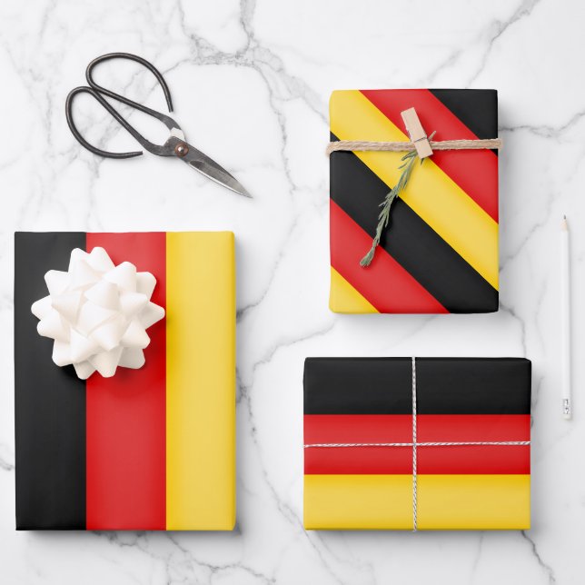 Flag Deutschland Schwarz Rot Gold Patriotische Far Geschenkpapier Set (Vorderseite)
