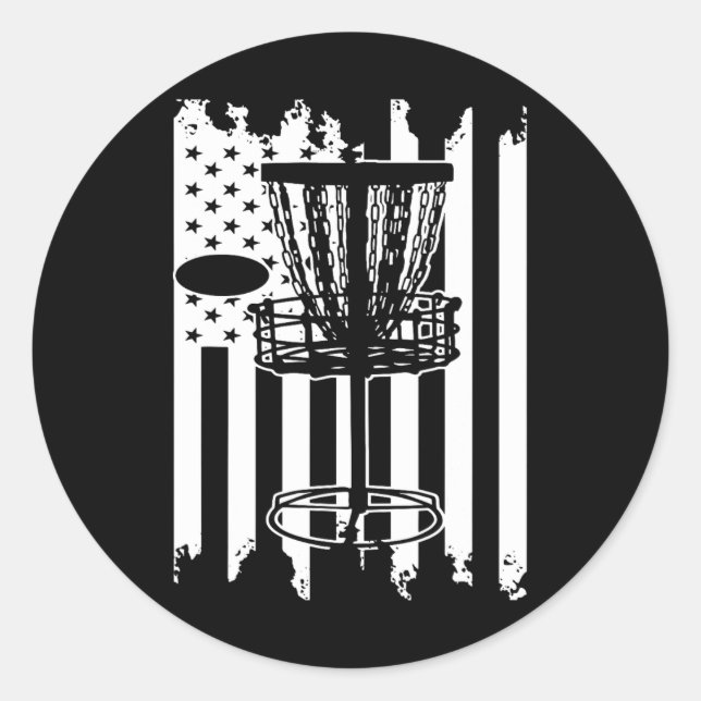 Flag Disk Golf Usa Runder Aufkleber (Vorderseite)