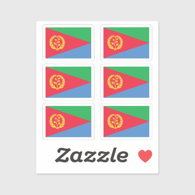 Flag Eritrea Sammelpackung mit 6 Aufkleber (Blatt)