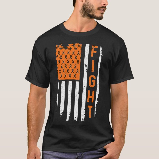 Flag Fight Leukemia Cancer Awareness T-Shirt (Vorderseite)