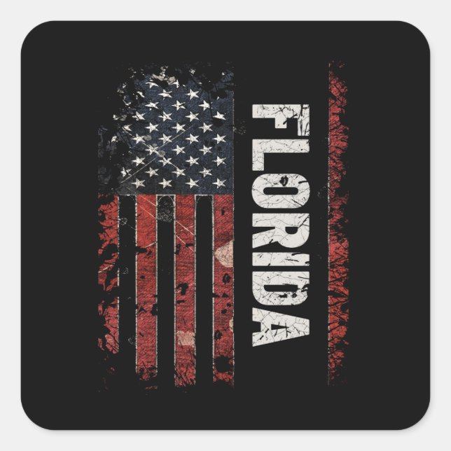 Flag Florida USA Quadratischer Aufkleber (Vorderseite)