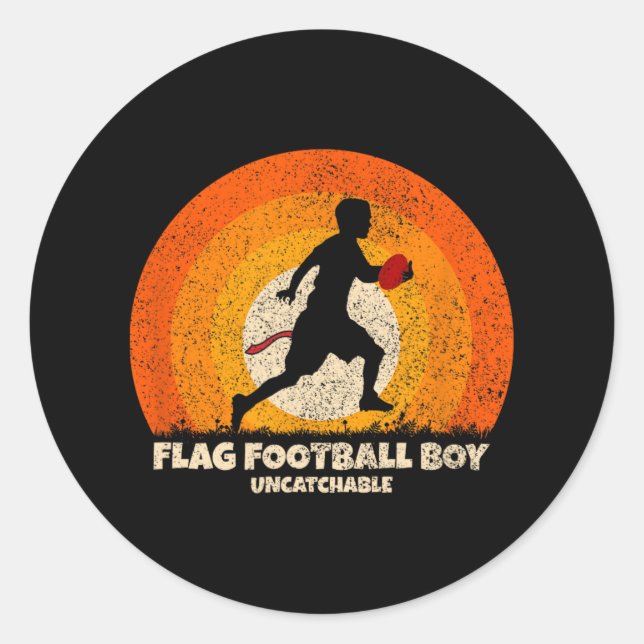 Flag Football Boy Unfangbare Flag Football Runder Aufkleber (Vorderseite)