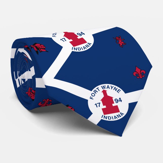 Flag Fort Wayne, Indiana Neck Tie Krawatte (Gerollt)