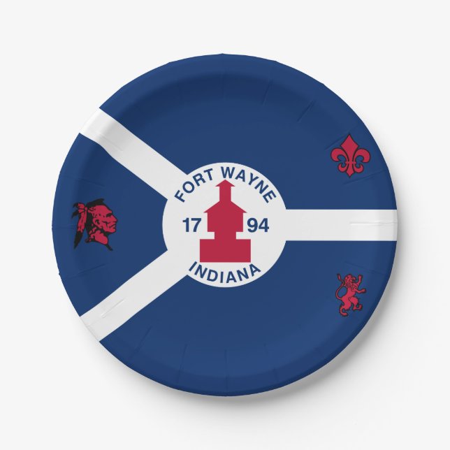 Flag Fort Wayne, Indiana Paper Tellers Pappteller (Vorderseite)