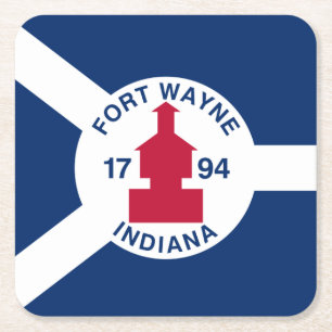 Flag Fort Wayne, Indiana Square Paper Untersetzer