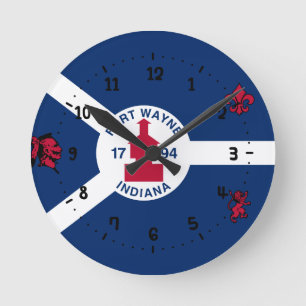 Flag Fort Wayne, Indiana Square Wall Clock Runde Wanduhr