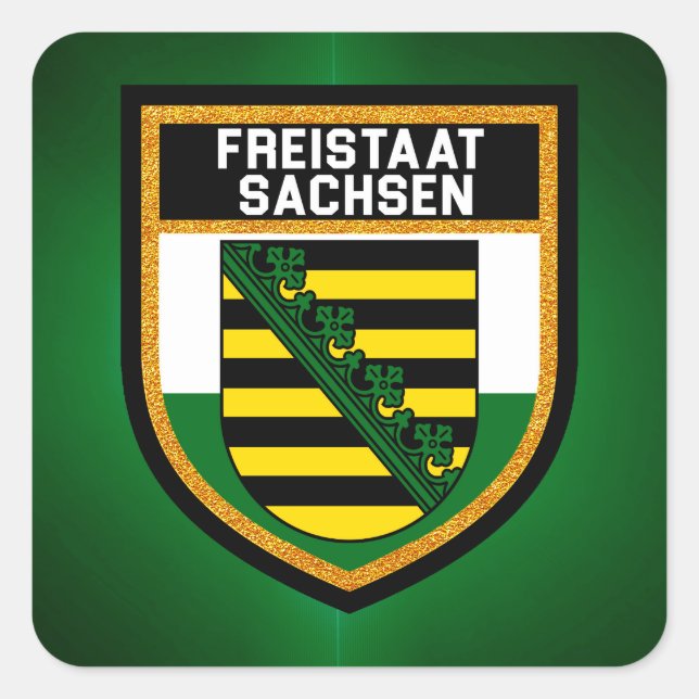 Flag Freistaat Sachsen Quadratischer Aufkleber (Vorderseite)