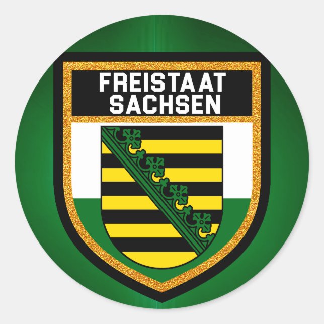 Flag Freistaat Sachsen Runder Aufkleber (Vorderseite)