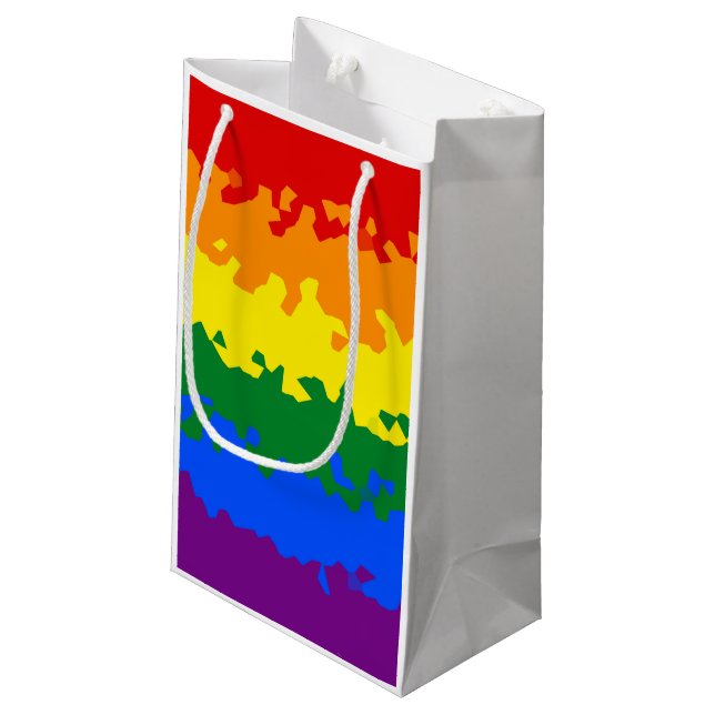 Flag Funky Boho Abstrakt Gay Rainbow Mosaic Pride Kleine Geschenktüte (Rückseite Schrägansicht)