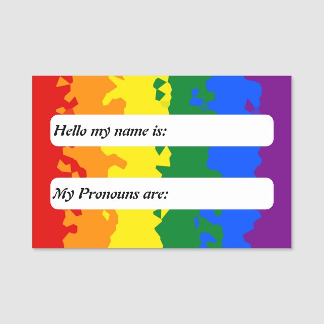 Flag Funky Boho Rainbow Anpassbare Gay Pride Namensschild (Vorderseite)