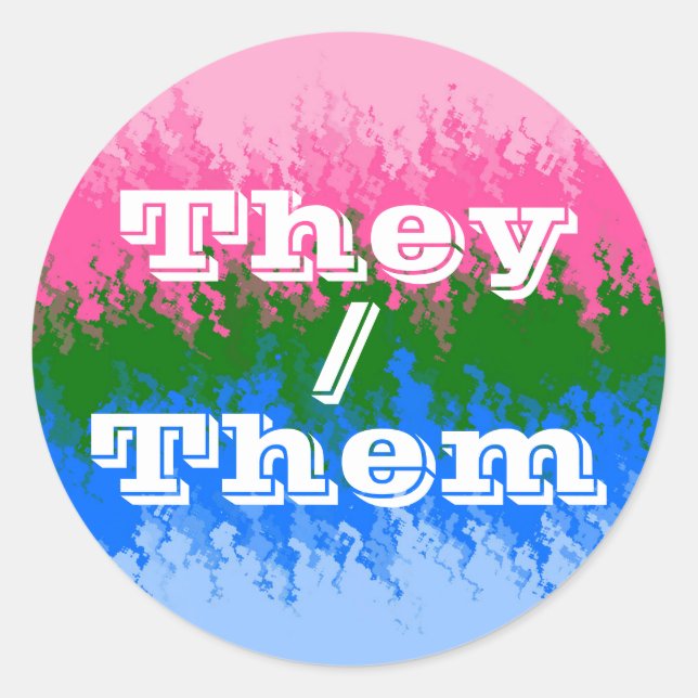 Flag Funky Customizable Pronoun Omniromantic Prila Runder Aufkleber (Vorderseite)