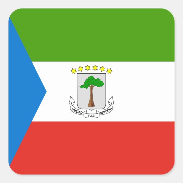 Flag für äquatoriale Guinea Quadratischer Aufkleber (Vorderseite)