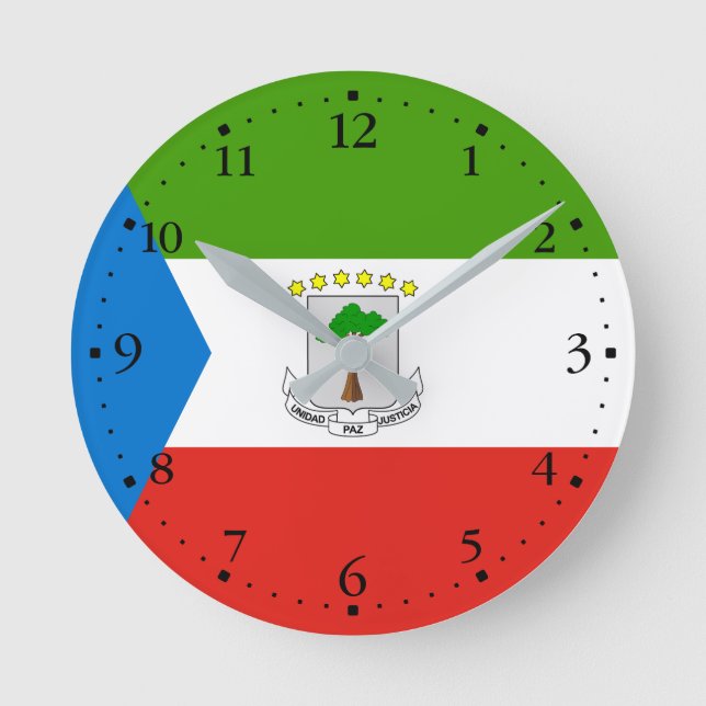 Flag für äquatoriale Guinea Runde Wanduhr (Vorderseite)