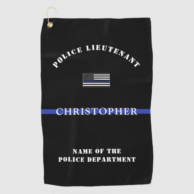 Flag für den Polizeibeamten der Thin Blue Line Golfhandtuch (Vorderseite)