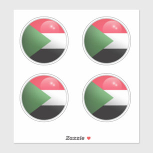 Flag für den Sudan Glossy Circle Aufkleber