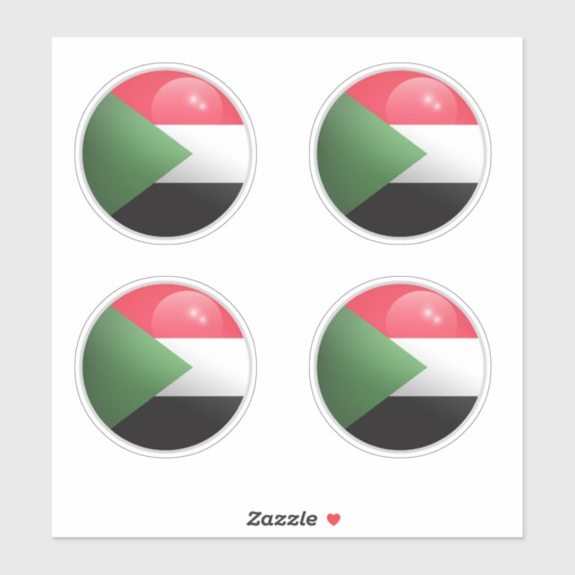 Flag für den Sudan Glossy Circle Aufkleber (Blatt)