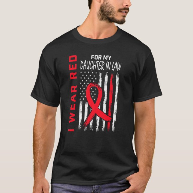Flag für die Bewusstseinsbildung bei Herzkrankheit T-Shirt (Vorderseite)