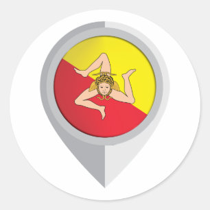 Flag für die Position von Sizilien im Button Runder Aufkleber