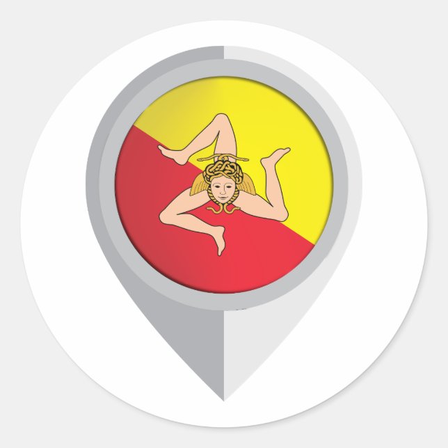 Flag für die Position von Sizilien im Button Runder Aufkleber (Vorderseite)