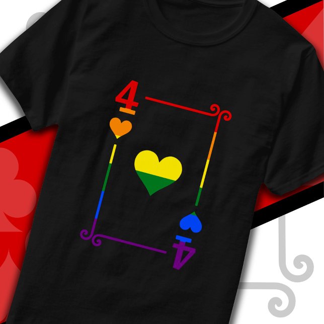 Flag für LGBTQ mit vier Karten vier Herz T-Shirt (Von Creator hochgeladen)