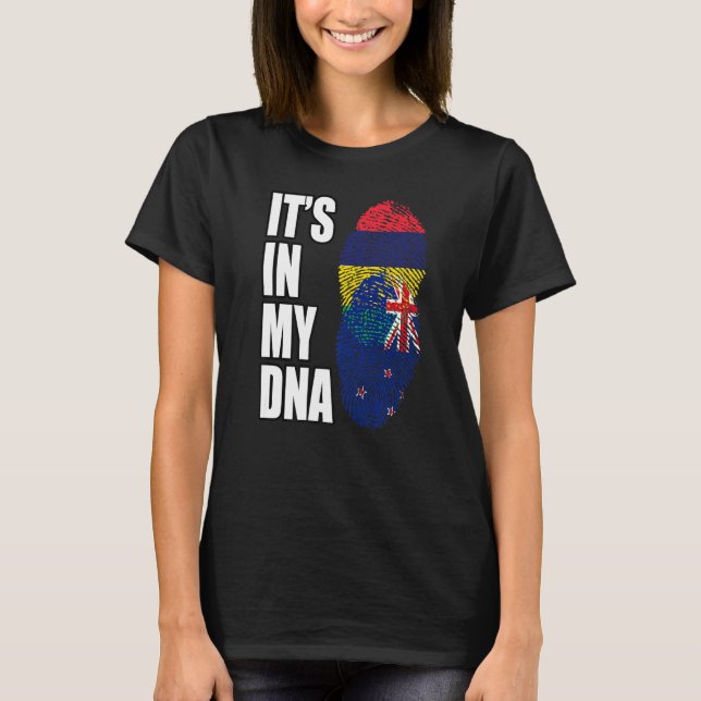 Flag für Neuseeland und Mauritius-Mischung zum DNA T-Shirt (Vorderseite)