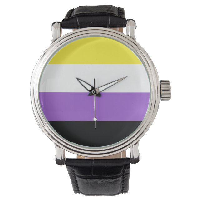 Flag für nicht binäre Prippen Armbanduhr (Vorderseite)