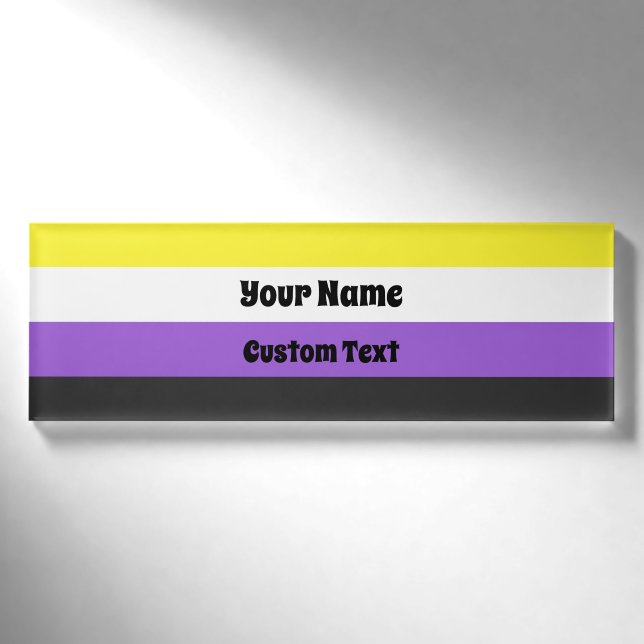 Flag für nicht binären Stolz Namenschild (Vorderseite)