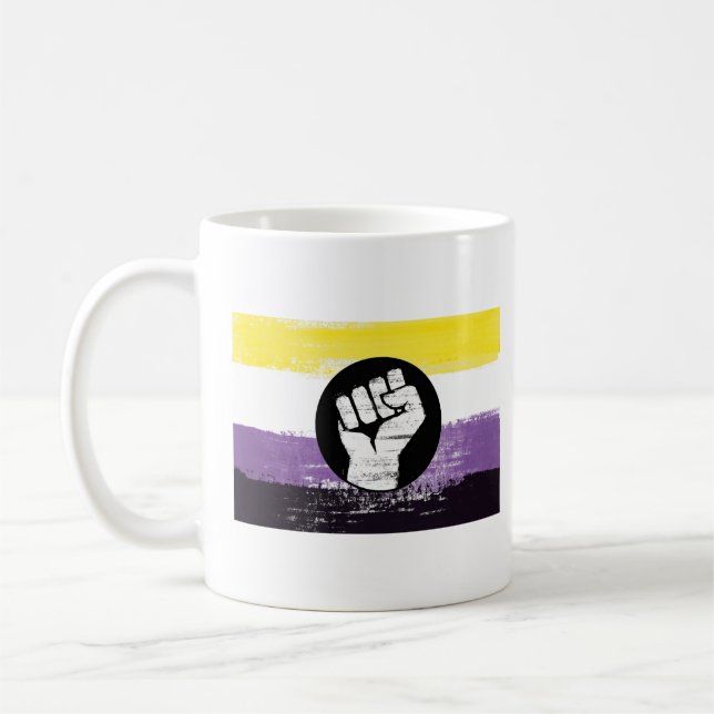 Flag für nichtbinäre gestrichene Proteste Kaffeetasse (Links)