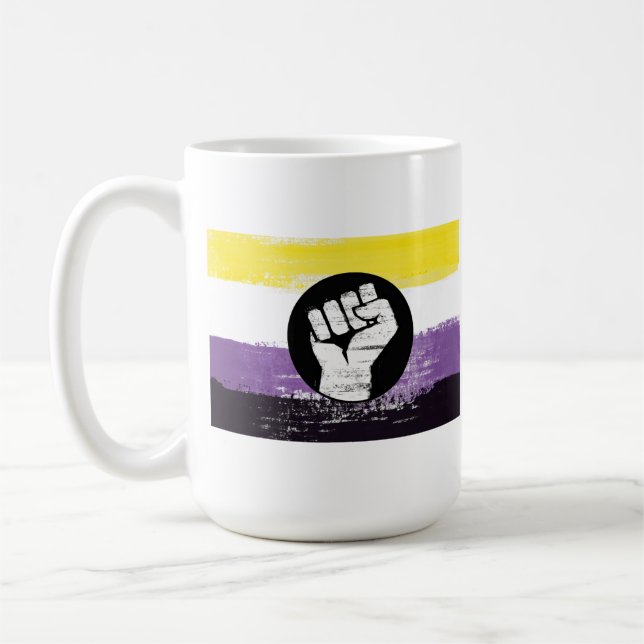 Flag für nichtbinäre gestrichene Proteste Kaffeetasse (Links)