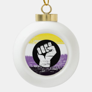 Flag für nichtbinäre gestrichene Proteste Keramik Kugel-Ornament