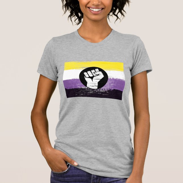 Flag für nichtbinäre gestrichene Proteste T-Shirt (Vorderseite)
