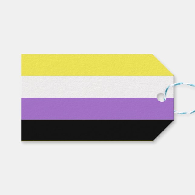Flag für nichtbinäre Pride Geschenkanhänger (Vorderseite (Horizontal))