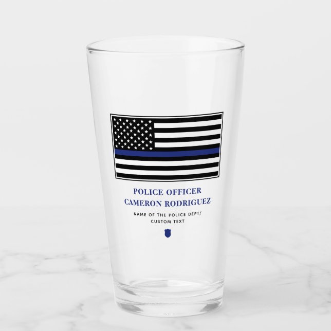 Flag für Polizeibeamte der personalisierten blauen Glas (Vorderseite)