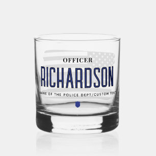 Flag für Polizeibeamte der personalisierten blauen Whiskyglas