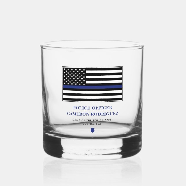 Flag für Polizeibeamte der personalisierten blauen Whiskyglas (Vorderseite)