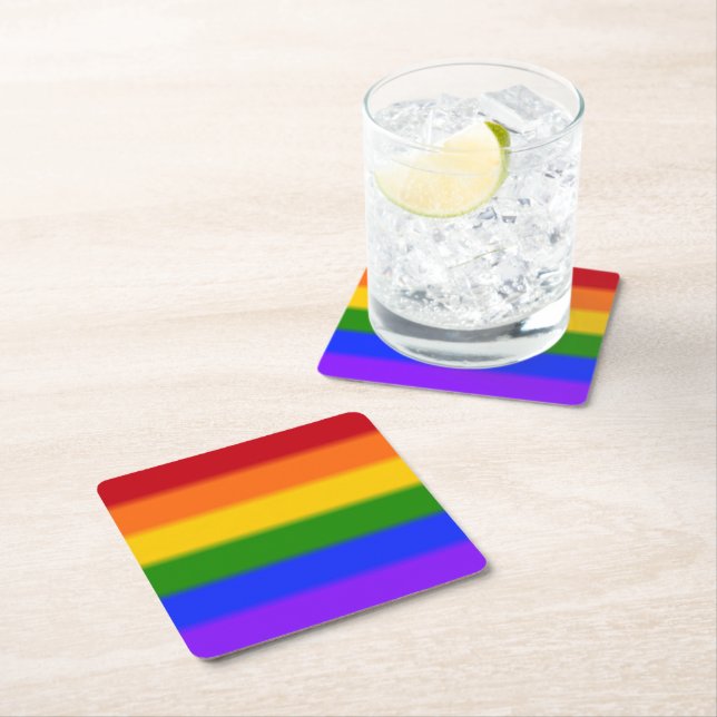 Flag für Regenbogen-Gay Pride Rechteckiger Pappuntersetzer (Vor Ort)