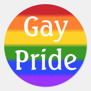 Flag-Gay Pride (Text) Runder Aufkleber