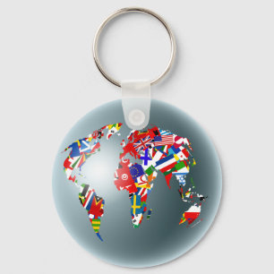 Flag Globe Schlüsselanhänger