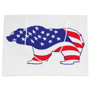 Flag Grizzly Bear USA Große Geschenktüte