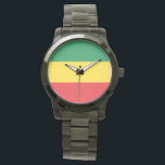 Flag Grün, Gold (Gelb) und Rot Armbanduhr<br><div class="desc">Die Farben Grün,  Gold (Gelb) und Rot. Vintage Alte Schule Alternative Hip Hop T Shirts Bekleidung,  Hats,  Sticker,  Smart Phone Cases und mehr.</div>