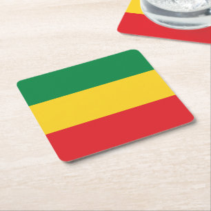 Flag Grün, Gold (Gelb) und Rot Rechteckiger Pappuntersetzer