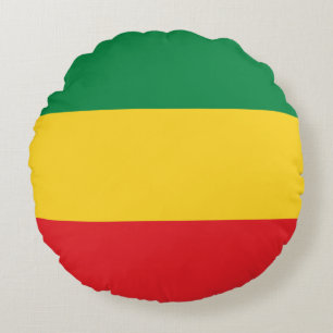 Flag Grün, Gold (Gelb) und Rot Rundes Kissen