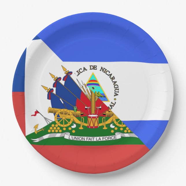 Flag Haiti Nicaragua | Half haitianisch Nicaraguan Pappteller (Vorderseite)