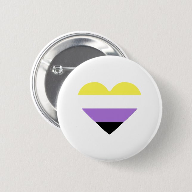 Flag-Herz für nichtbinäre Pride Button (Vorne & Hinten)