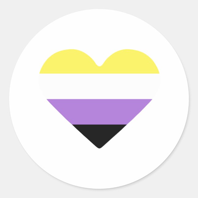 Flag-Herz für nichtbinäre Pride Runder Aufkleber (Vorderseite)