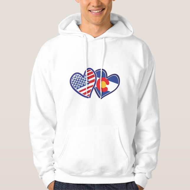 Flag-Herzen der USA und Colorado Hoodie (Vorderseite)