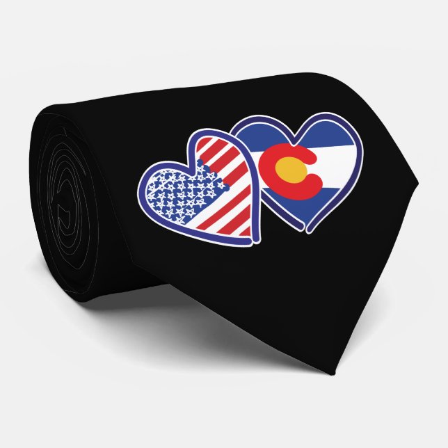Flag-Herzen der USA und Colorado Krawatte (Gerollt)